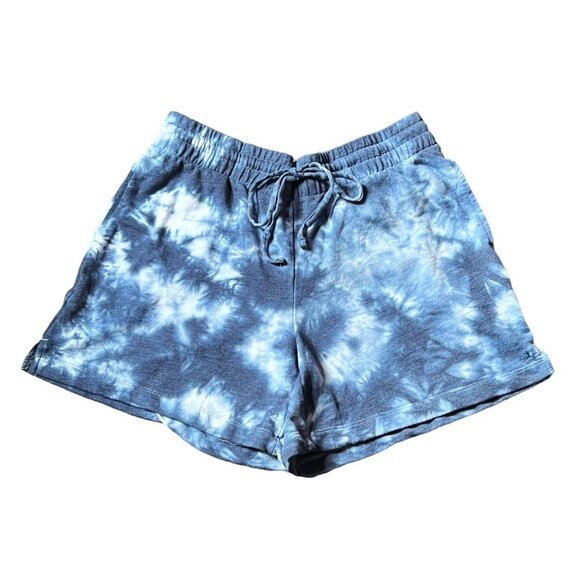 Danskin French Terry Blue/White Tie-Dye Shorts w/Elastic & Drawcord Waist Sz M/M - Picture 6 of 6